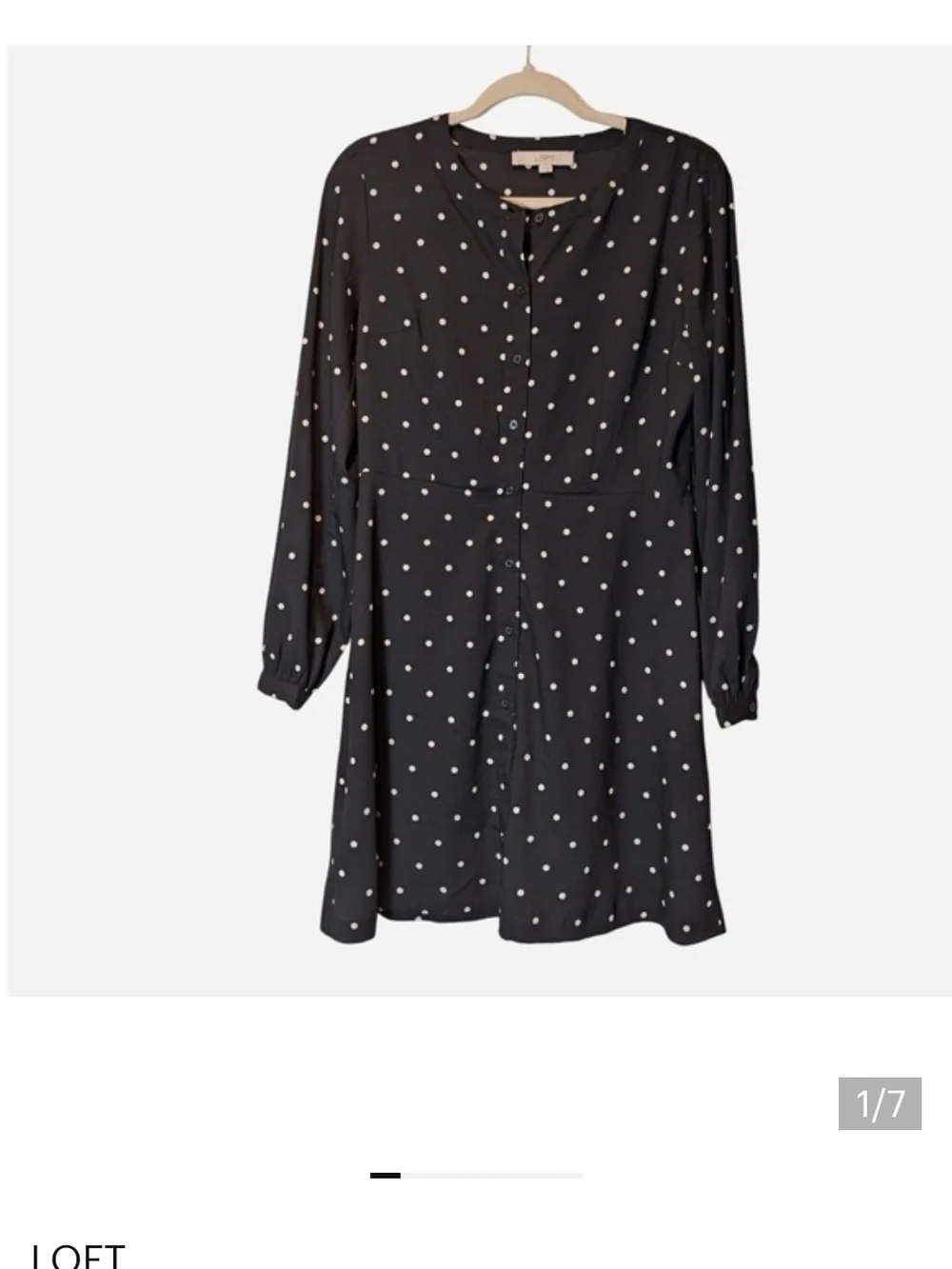LOFT Black Dress with White Polka Dots - Picture 7 of 7